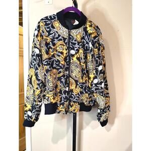 Patina International Medium Women's Bomber Jacket with Ornate Baroque Print